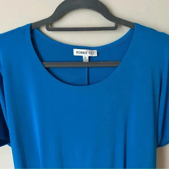 Robbie Bee Bright Royal Blue Short Sleeve Crewneck High Low Dress Size 1X - Picture 2 of 5